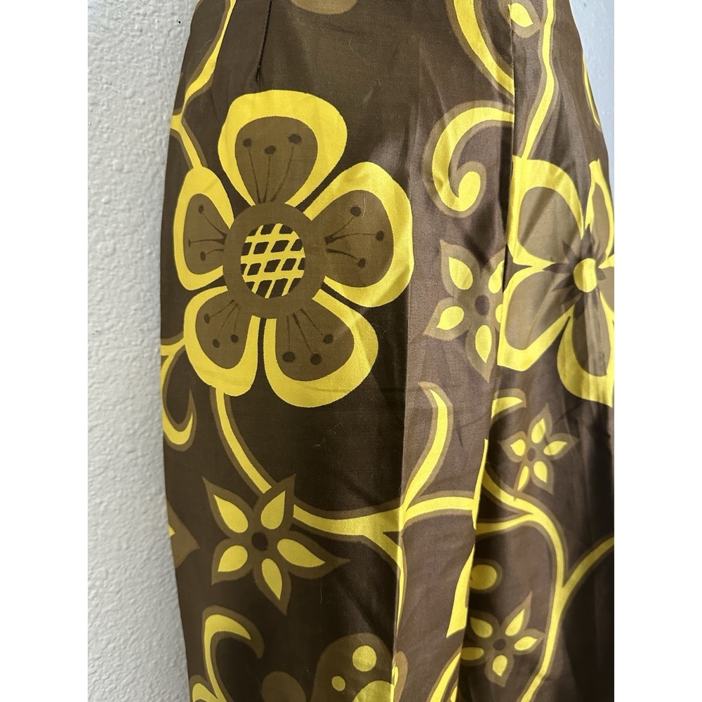 Vintage Mildred's of Hawaii Maxi Dress Brown Yellow Floral Empire Waist Size SM - Picture 12 of 16